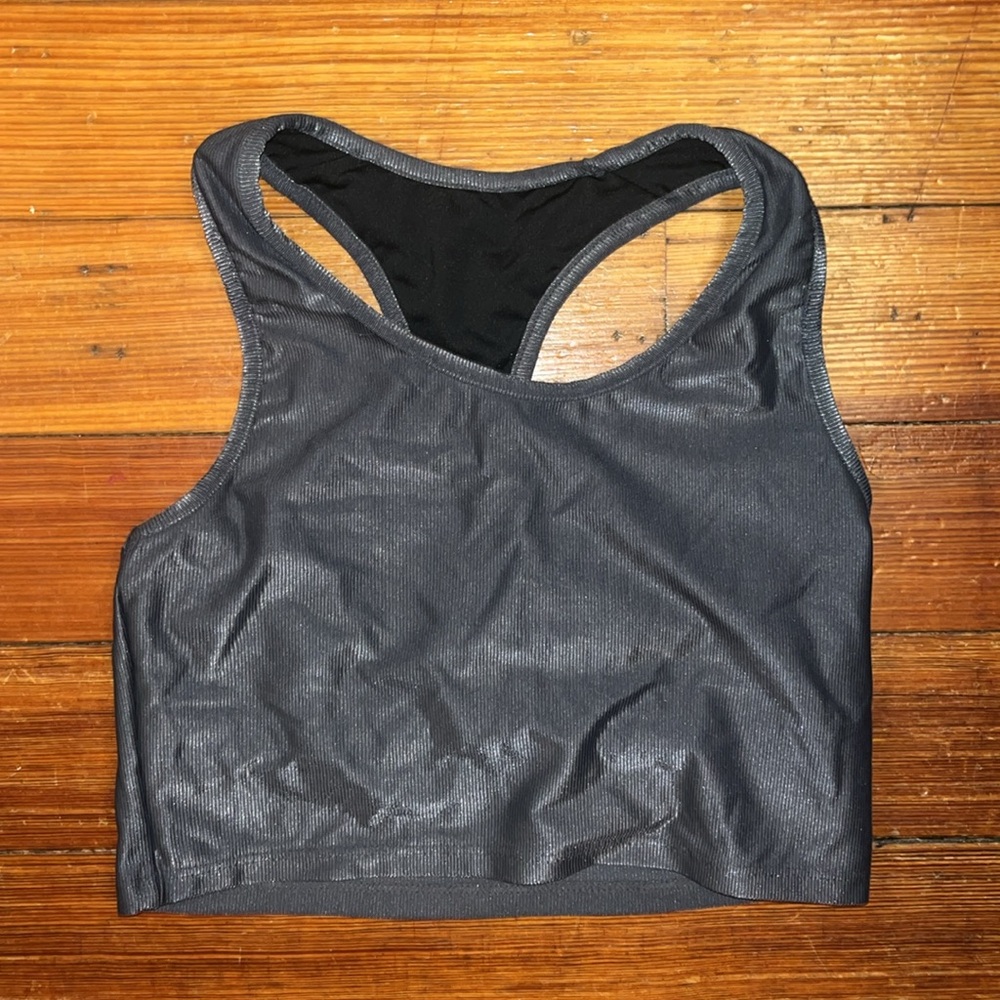 HI-SHINE CROPPED TANK CARBON